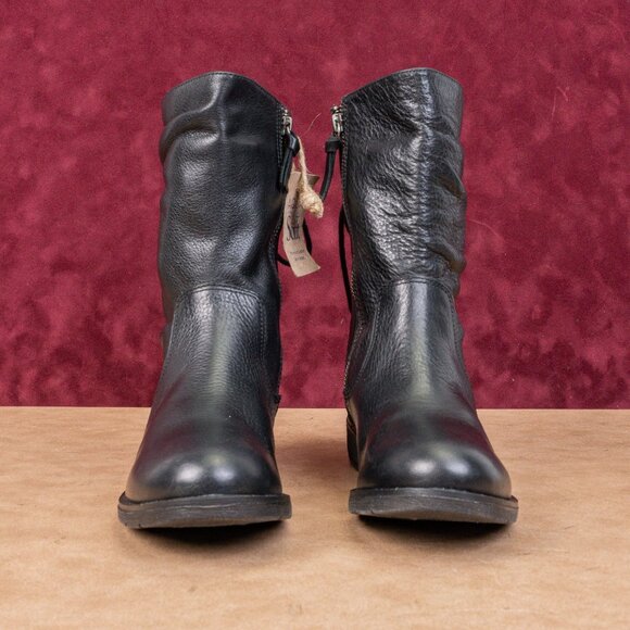 Sofft Wmn Sharnell Low Distress Black Leather Waterproof Back Lace-up Boots 6.5 - Picture 3 of 8